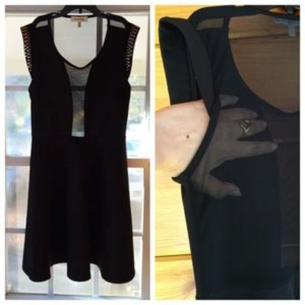 Sexy Sheer Back Monteau Black Dress M